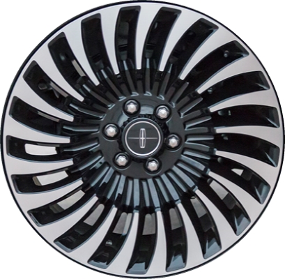 Lincoln Navigator 2018-2021 black machined 22x9.5 aluminum wheels or rims. Hollander part number ALY10179, OEM part number JL7Z1007C.