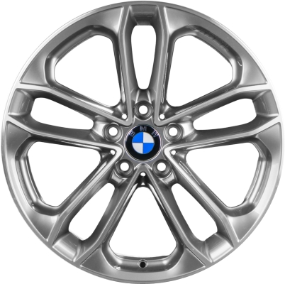 BMW 330i GT 2017-2019, 340i GT 2017-2019 grey machined 19x8 aluminum wheels or rims. Hollander part number 86304, OEM part number 36116870886.
