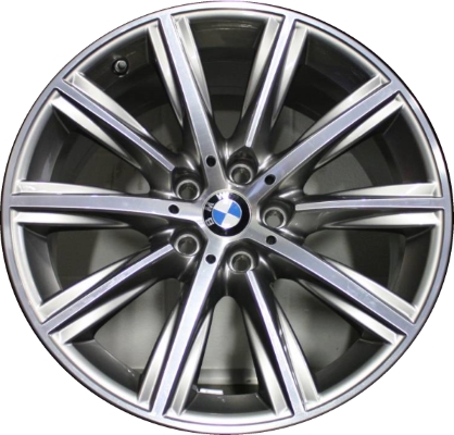 BMW 530e 2018-2020, 530i 2017-2020, 540i 2017-2020, 640i 2018-2019, M550i 2018-2020 grey machined or powder coat charcoal 18x8 aluminum wheels or rims. Hollander part number 86324U, OEM part number 36116874440, 36116874441.