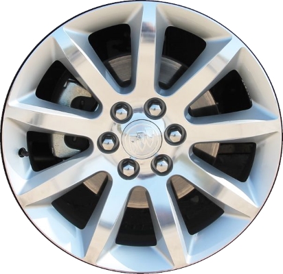 Buick Enclave 2013-2017 silver machined bright 20x7.5 aluminum wheels or rims. Hollander part number ALY4132U90.MABRT, OEM part number 20997876, 23126026.