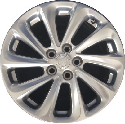 Buick LaCrosse 2014-2016 powder coat hyper silver 18x8 aluminum wheels or rims. Hollander part number ALY4114, OEM part number 9011559.