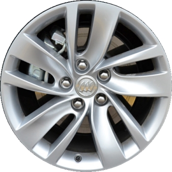 Buick Regal 2014-2017 powder coat silver 18x8 aluminum wheels or rims. Hollander part number ALY4119, OEM part number 13365096.