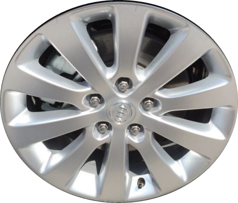 Buick Verano 2012-2017 powder coat hyper silver 17x7 aluminum wheels or rims. Hollander part number ALY4110, OEM part number 22758350.