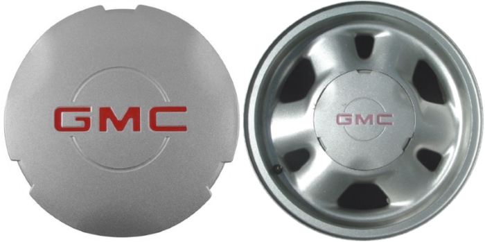 C5080 GMC Savana, Sierra, Yukon Center Silver Painted w/ Red Emblem #15712386