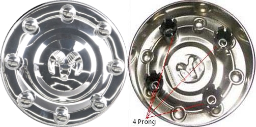 C541FP Dodge Ram 3500 DRW OEM Front 4 Prong Center Cap #52106863AC