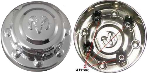 C542FP Dodge Ram 3500 DRW OEM Rear 4 Prong Center Cap #52106866
