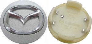 C64927 Mazda CX-7, CX-9, Mazda3, Mazda5, Mazda6, MX-5 Miata, RX-8 OEM Silver Center Cap #BBM2-37-190