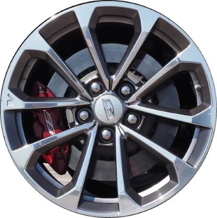Cadillac ATS-V 2016-2019 polished 18x9 aluminum wheels or rims. Hollander part number ALY4766U90, OEM part number 22942954.
