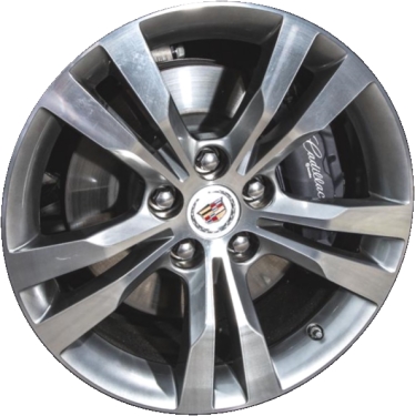 Cadillac CTS 2014-2016 grey machined 18x8.5 aluminum wheels or rims. Hollander part number ALY4717U78, OEM part number 20985984.