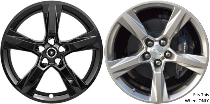 Chevrolet Camaro 2016-2018 Black, 5 Spoke, Plastic Hubcaps, Wheel Covers, Wheel Skins, Imposters. ONLY Fits 20 Inch Alloy Wheel Pictured. Part Number IMP-430BLK.