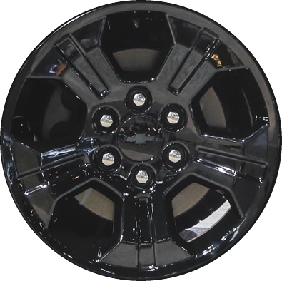 Chevrolet Silverado 1500 2015-2018, Silverado 1500 LD 2019, Suburban 1500 2016-2020, Tahoe 2016-2020, GMC Sierra 1500 2016-2018 powder coat black 18x8.5 aluminum wheels or rims. Hollander part number 5647U45/5753, OEM part number 23480949, 84227872.