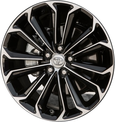 Toyota Corolla 2014-2016 black machined 17x7 aluminum wheels or rims. Hollander part number ALY75152, OEM part number 4261102F80.