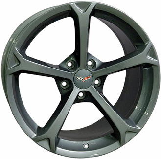 Chevrolet Corvette 2010-2013 powder coat dark grey 18x9.5 aluminum wheels or rims. Hollander part number ALY5460U30/5463, OEM part number 9597862.