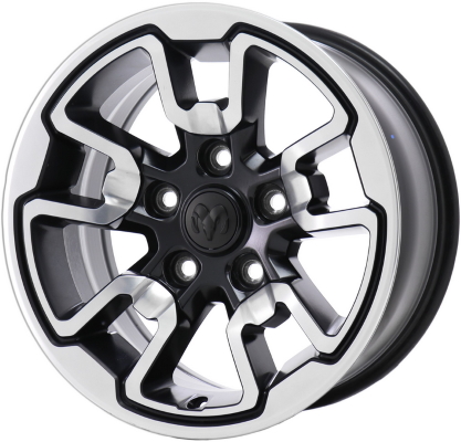 Dodge Ram 1500 2015-2018 black polished 17x8 aluminum wheels or rims. Hollander part number ALY2553U90/2614HH, OEM part number 5UR341XFAA.