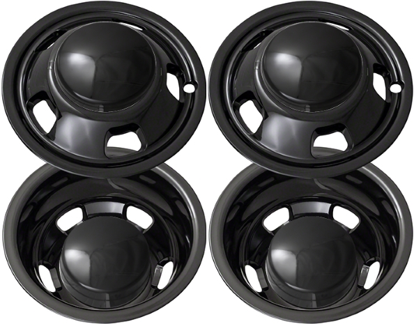 Set of 8, CCIN8010BLK Dodge Ram 3500 DRW Black Replica 17 Inch Liners w/ Replica Center Caps
