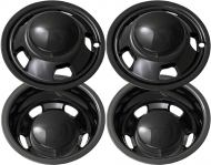 Set of 8, CCIN8010BLK Dodge Ram 3500 DRW Black Replica 17 Inch Liners w/ Replica Center Caps