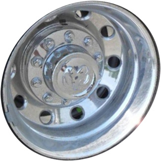 Dodge Ram 4500-2008-2024, Ram 5500-2008-2024, Ram Chassis Cab 4500-2008-2024, Ram Chassis Cab 5500-2008-2024 polished 19.5x6 aluminum wheels or rims. Hollander part number 98785/190183, OEM part number 4755300AA, 4755211AA.