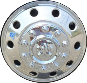 Dodge Ram 4500-2008-2024, Ram 5500-2008-2024, Ram Chassis Cab 4500-2008-2024, Ram Chassis Cab 5500-2008-2024 polished 19.5x6 aluminum wheels or rims. Hollander part number 98784/190129, OEM part number 4755299AA, 4755210AA.