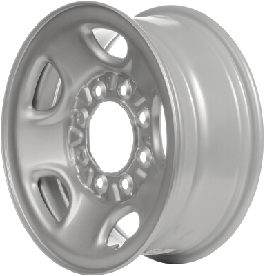 Dodge Ram 2500 2013-2025, Ram 3500 SRW 2013-2025, Ram Chassis Cab SRW 2013-2025 powder coat silver 18x8 steel wheels or rims. Hollander part number STL2472, OEM part number 1VU98S4AAB, 1VU98S4AAC.