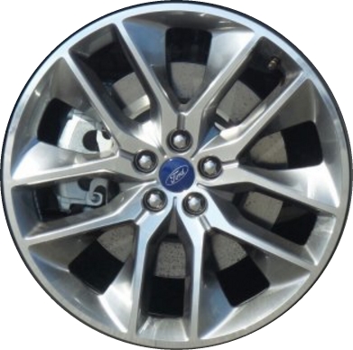 Ford Edge 2015-2018 polished w/ hyper silver accents 20x8 aluminum wheels or rims. Hollander part number ALY10046U90.MAB, OEM part number FT4Z1007F.