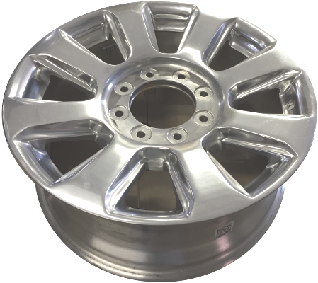 Ford F-250 2017-2022, F-350 SRW 2017-2022 polished 20x8 aluminum wheels or rims. Hollander part number 10103, OEM part number HC3Z-1007-K.