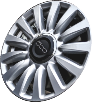 Fiat 500L 2014-2018 powder coat silver 16x6.5 aluminum wheels or rims. Hollander part number ALY61669, OEM part number Not Yet Known.