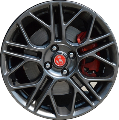 Fiat 500 2012-2019, 500c 2012-2019 powder coat dark hyper 16x6.5 aluminum wheels or rims. Hollander part number 97549/160067, OEM part number Not Yet Known.