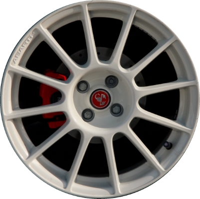 Fiat 500 2012-2019, 500c 2012-2019 powder coat white 17x7 aluminum wheels or rims. Hollander part number 61665U50, OEM part number Not Yet Known.