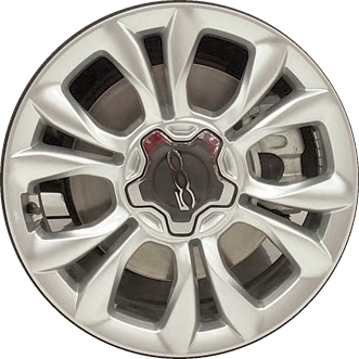 Fiat 500X 2016-2018 powder coat silver 17x7 aluminum wheels or rims. Hollander part number ALY61676, OEM part number 6AN66U3JAA.