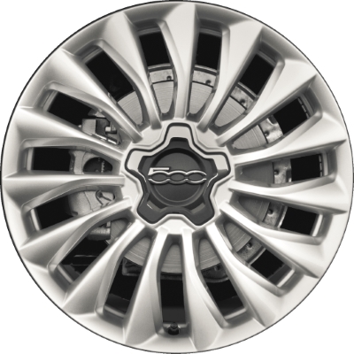Fiat 500X 2016-2018 powder coat silver 18x7 aluminum wheels or rims. Hollander part number ALY61680, OEM part number 6AN70MAAAA.
