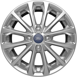 Ford Fiesta 2014-2019 powder coat silver 16x6.5 aluminum wheels or rims. Hollander part number ALY3966, OEM part number C1BZ1007E.