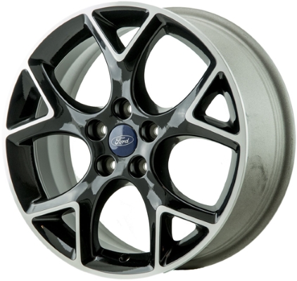 Ford Focus 2012-2014 black machined 17x7 aluminum wheels or rims. Hollander part number ALY3884U45, OEM part number CV6Z1007J.