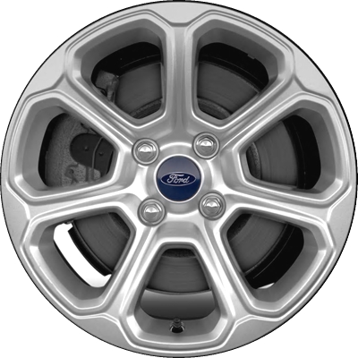 Ford EcoSport 2018-2022 powder coat silver 16x6.5 aluminum wheels or rims. Hollander part number ALY10149, OEM part number GN1Z1007F.
