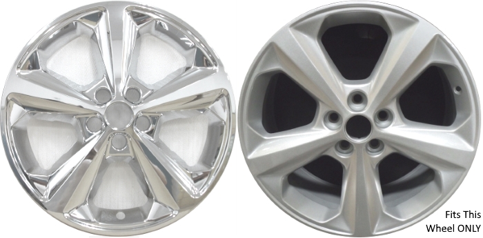 Ford Edge 2015-2024 Chrome, 5 Spoke, Plastic Hubcaps, Wheel Covers, Wheel Skins, Imposters. ONLY Fits 18 Inch Alloy Wheel Pictured. Part Number IMP-429X.