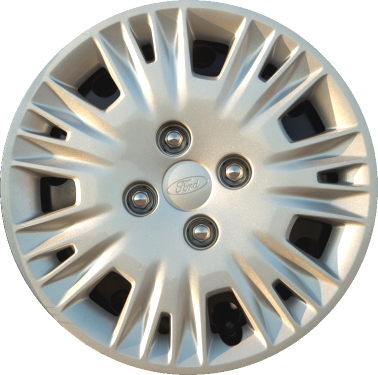 Ford Fiesta 2014-2019, Plastic 7 Split Spoke, Single Hubcap or Wheel Cover For 15 Inch Steel Wheels. Hollander Part Number H7064.