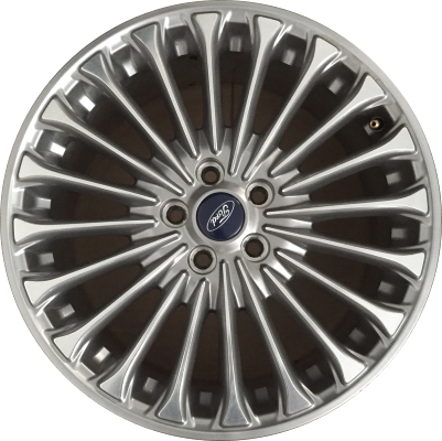 Ford Fusion 2013-2016 grey polished 18x8 aluminum wheels or rims. Hollander part number ALY3961, OEM part number DS7Z1007C.