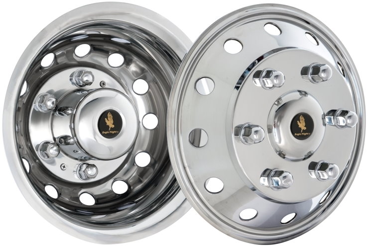 Ford Transit 350HD DRW 2015-2024, Stainless Steel Hubcaps, Wheel Covers, Simulators and Liners for 16 Inch Steel Dually Wheels. Part Number JDSFT1606.