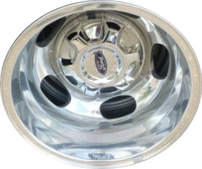 Ford Transit 350 HD DRW 2015-2023 polished 16x6 aluminum wheels or rims. Hollander part number ALY10181, OEM part number JK4Z1007B, LK4Z1007C.