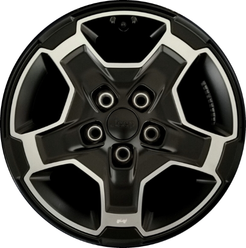 Jeep Gladiator 2021-2023 black machined 17x7.5 aluminum wheels or rims. Hollander part number ALY9259/96956, OEM part number 6PJ791XWAA.