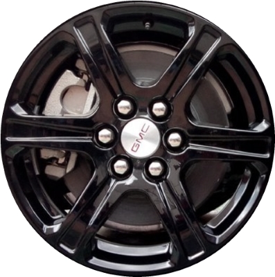 GMC Acadia 2019-2023 powder coat black 17x7.5 aluminum wheels or rims. Hollander part number ALY5795U45HH, OEM part number 84377124.