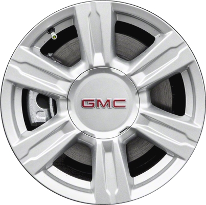 GMC Terrain 2014-2017 powder coat silver 17x7 aluminum wheels or rims. Hollander part number ALY5642, OEM part number 22863508.