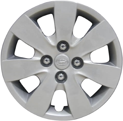 Hyundai Accent 2008-2011, Plastic 7 Spoke, Single Hubcap or Wheel Cover For 14 Inch Steel Wheels. Hollander Part Number H55563.