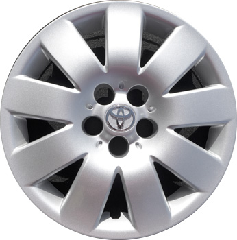 Toyota Corolla 2003-2004, Plastic 9 Spoke, Single Hubcap or Wheel Cover For 15 Inch Steel Wheels. Hollander Part Number H61123.