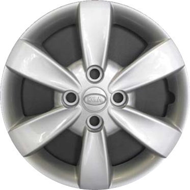 KIA Rio 2007-2011, Plastic 6 Spoke, Single Hubcap or Wheel Cover For 14 Inch Steel Wheels. Hollander Part Number H66018.