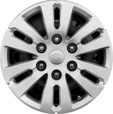 KIA Sedona 2011-2014, Plastic 7 Double Spoke, Single Hubcap or Wheel Cover For 16 Inch Steel Wheels. Hollander Part Number H66024.