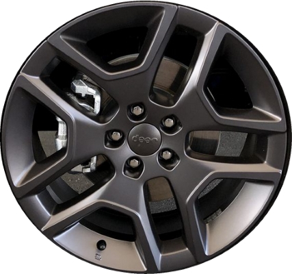 Jeep Renegade 2019-2023 powder coat charcoal 19x7.5 aluminum wheels or rims. Hollander part number ALY9227U31, OEM part number 6YK47MA7AA.