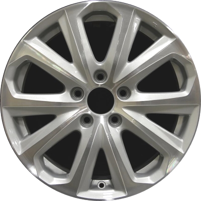 Honda CR-V 2012-2015 silver machined 17x6.5 aluminum wheels or rims. Hollander part number ALY64044/64085, OEM part number 08W17T0A100, 08W17T0A100A, 08W17T0A101A.