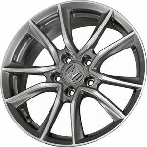 Honda CR-Z 2011-2015 grey machined 17x6.5 aluminum wheels or rims. Hollander part number ALY64031, OEM part number 08W17SZT102, 08W17SZT101, 08W17SZT300.