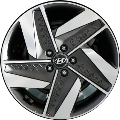 Hyundai NEXO 2020-2025 dark grey machined 19x7.5 aluminum wheels or rims. Hollander part number ALY70965, OEM part number 52905-M5420.