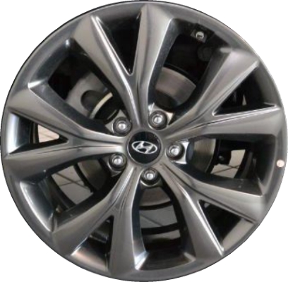 Hyundai Santa Fe 2017-2018 powder coat hyper charcoal 19x7.5 aluminum wheels or rims. Hollander part number ALY70910U, OEM part number 529102W510.